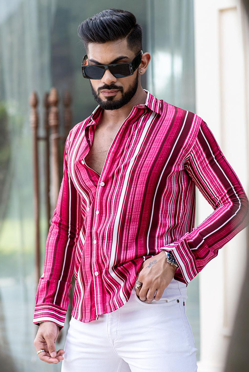 pink striped shirts	