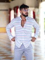 Multicolor Striped Full Sleeves Giza Cotton Shirt