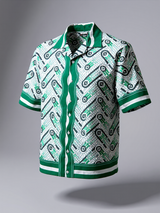 Abstract Printed Oversized Green Crepe Shirt