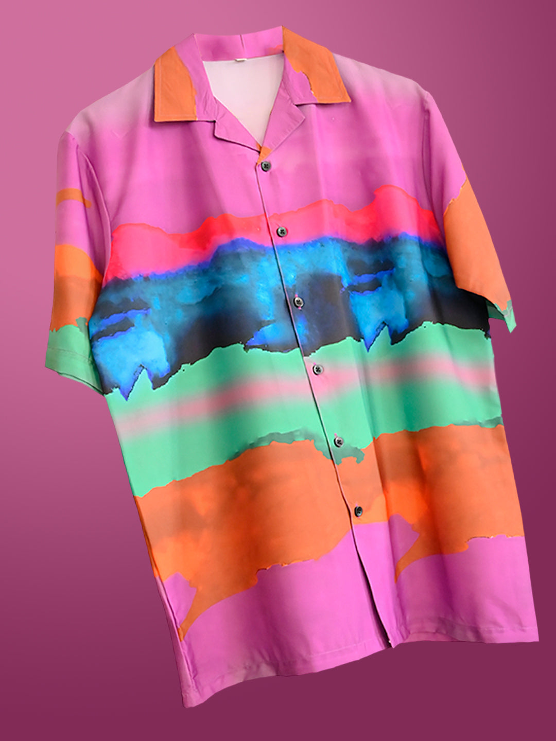 Abstract Printed Oversized Multicolor Crepe Shirt