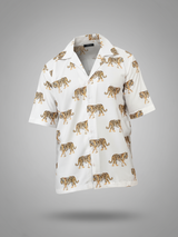 White Tiger Printed Oversized Half Sleeves Crepe Shirt
