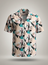 Multi Floral Printed Oversized Half Sleeves Crepe Shirt