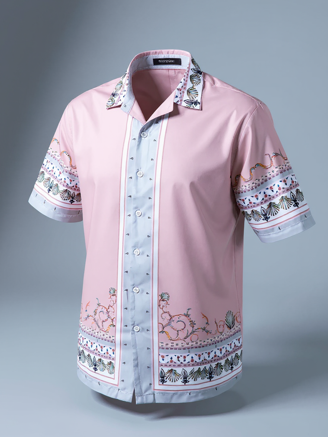 Back Ship Printed Oversized Peach Crepe Shirt