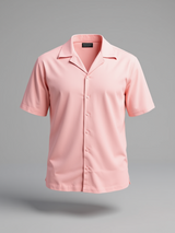 Pink Peach Oversized Popcorn Texture Half Sleeves Shirt