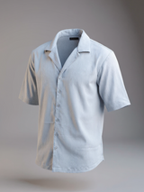 Gray Oversized Popcorn Texture Half Sleeves Shirt