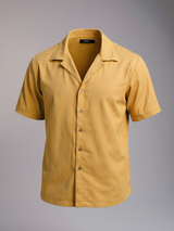 Medallion Yellow Oversized Popcorn Texture Half Sleeves Shirt