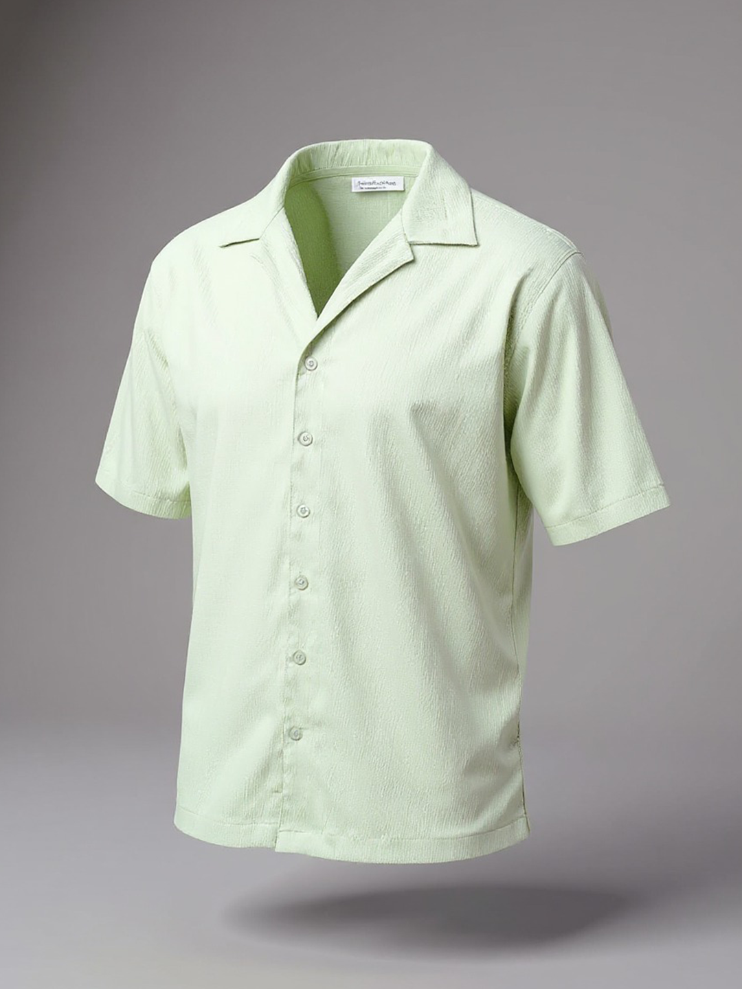 Light Green Oversized Popcorn Texture Half Sleeves Shirt