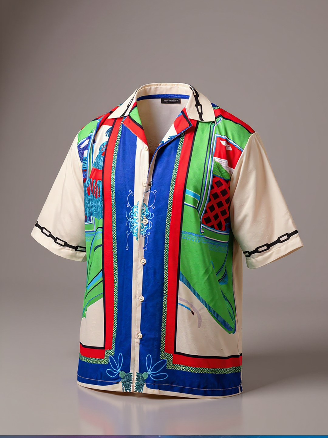 Multi Abstract Printed Oversized Crepe Shirt