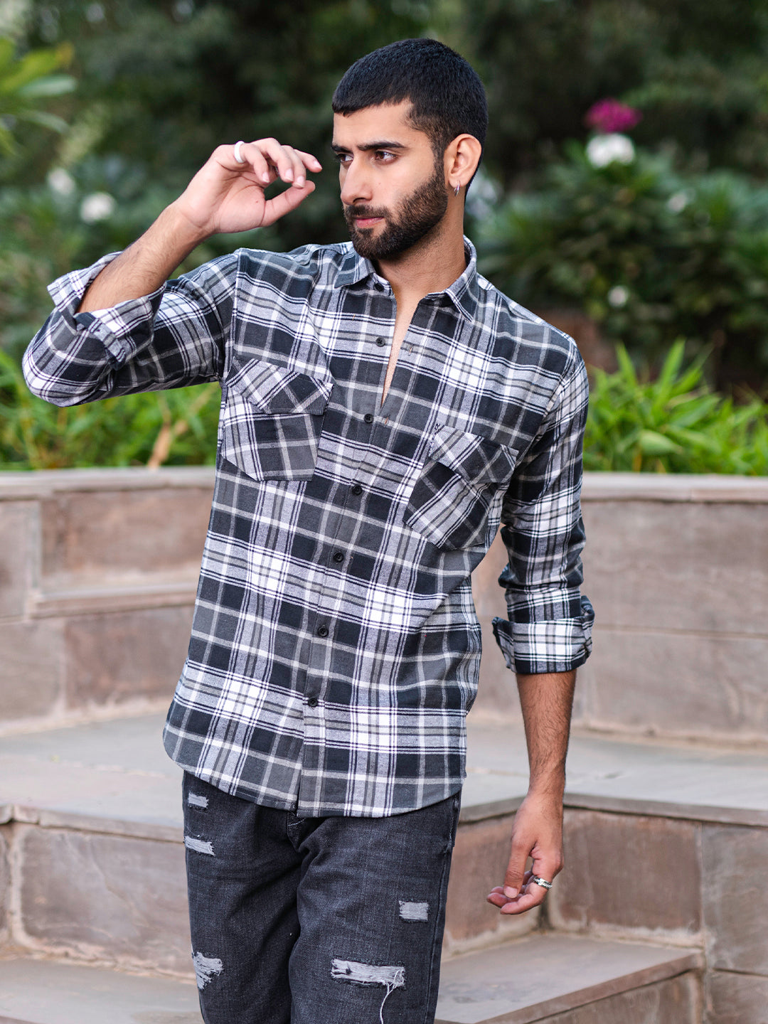 YELLOW NAVY FULL SLEEVE OVERSIZED CHECK SHIRT (COMFORT F/SLV FIT) – ROOKIES