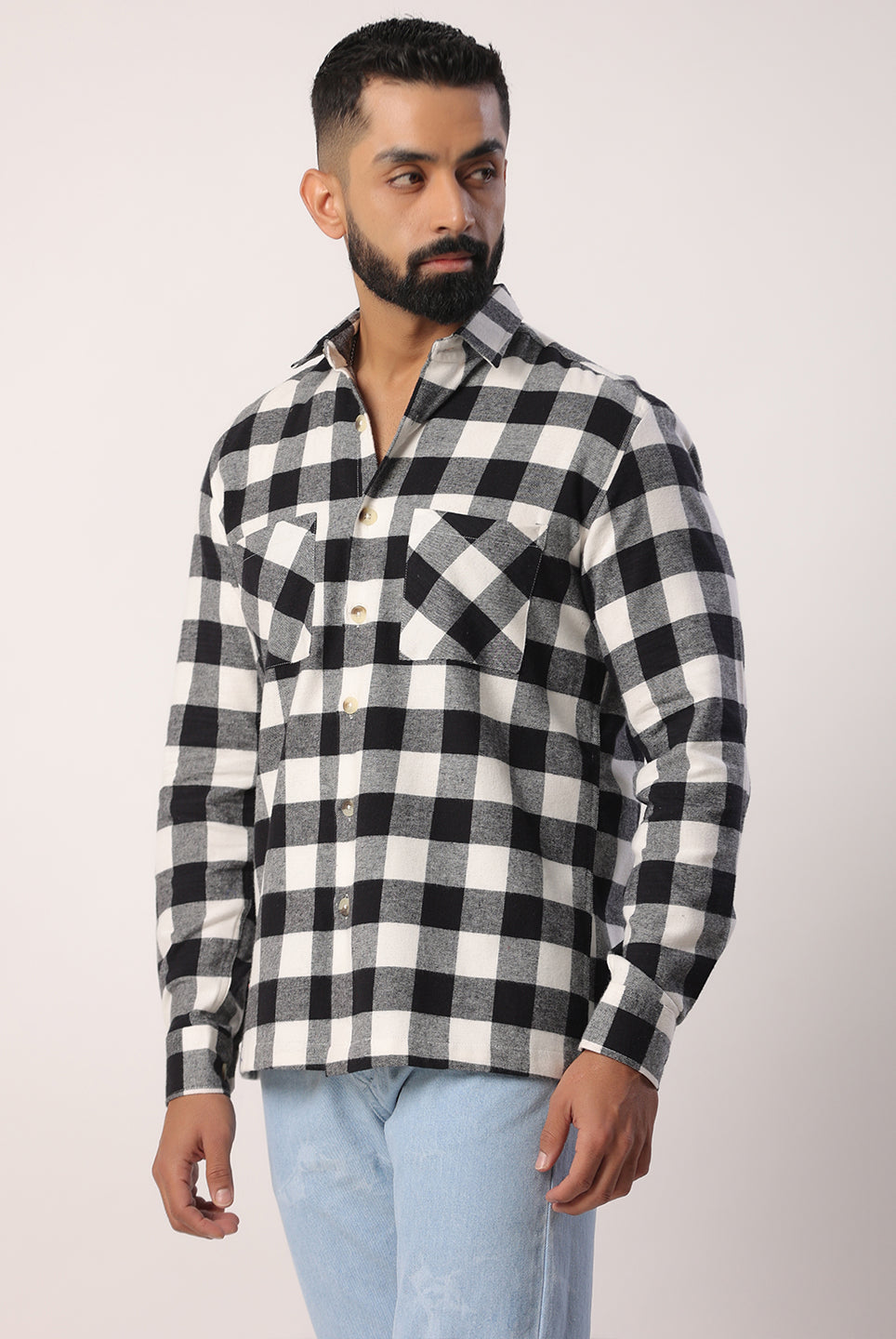 cotton check shirt for men