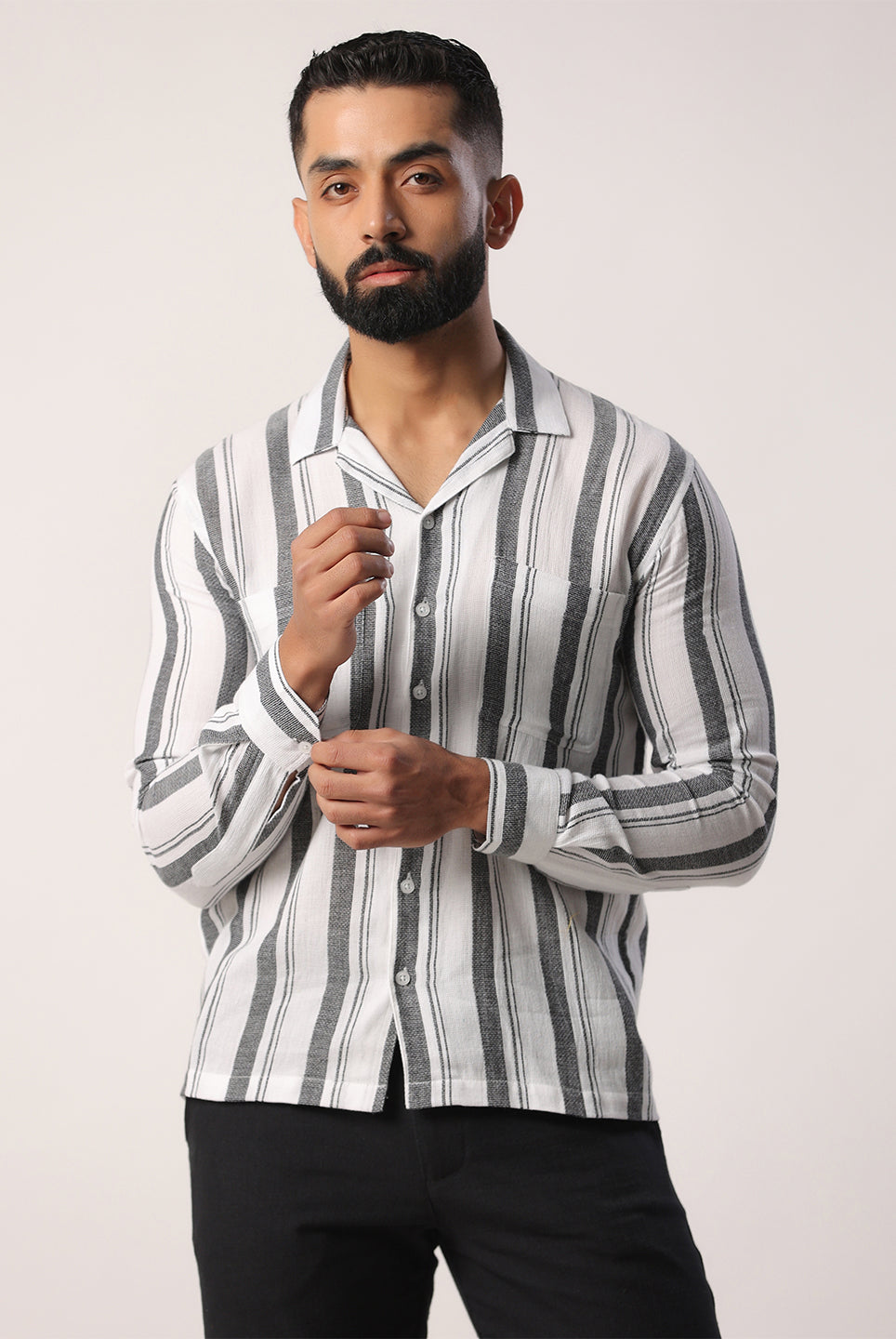 Striped Shirt - Black/white - Men