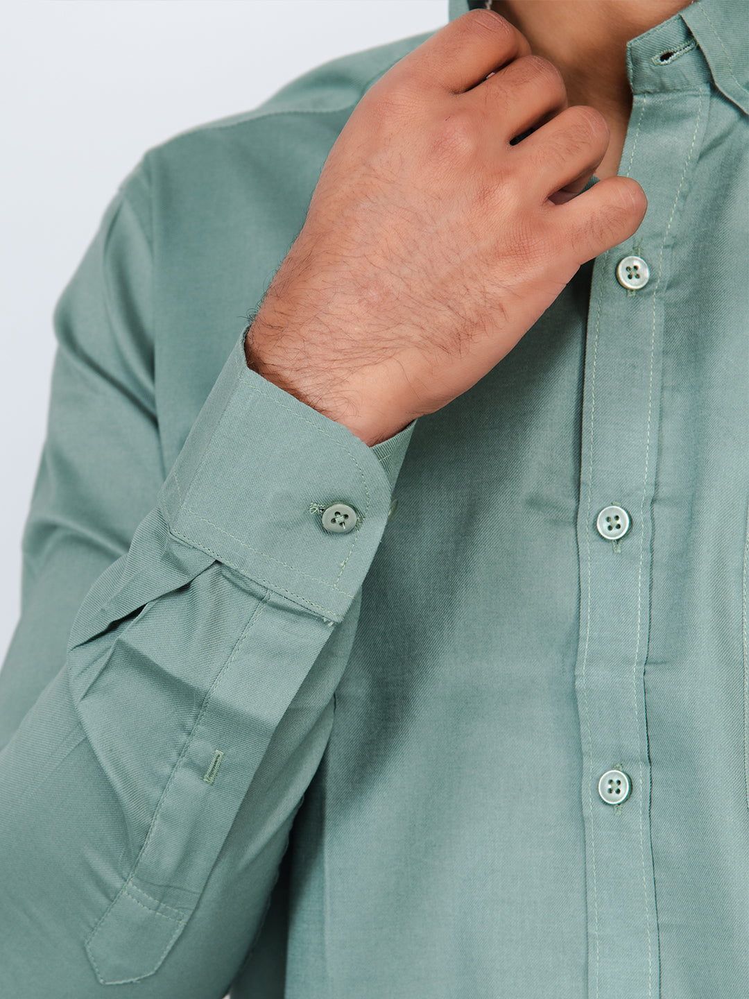Olive Green Full Sleeves Cotton Shirt