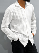 White Checks Popcorn Textured Full Sleeves Shirt