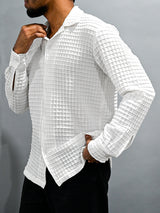White Checks Popcorn Textured Full Sleeves Shirt