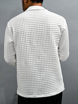 White Checks Popcorn Textured Full Sleeves Shirt