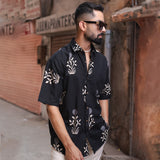 Black Floral Half Sleeve Printed shirt