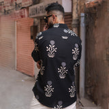 Black Floral Half Sleeve Printed shirt