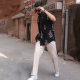 Black Floral Half Sleeve Printed shirt