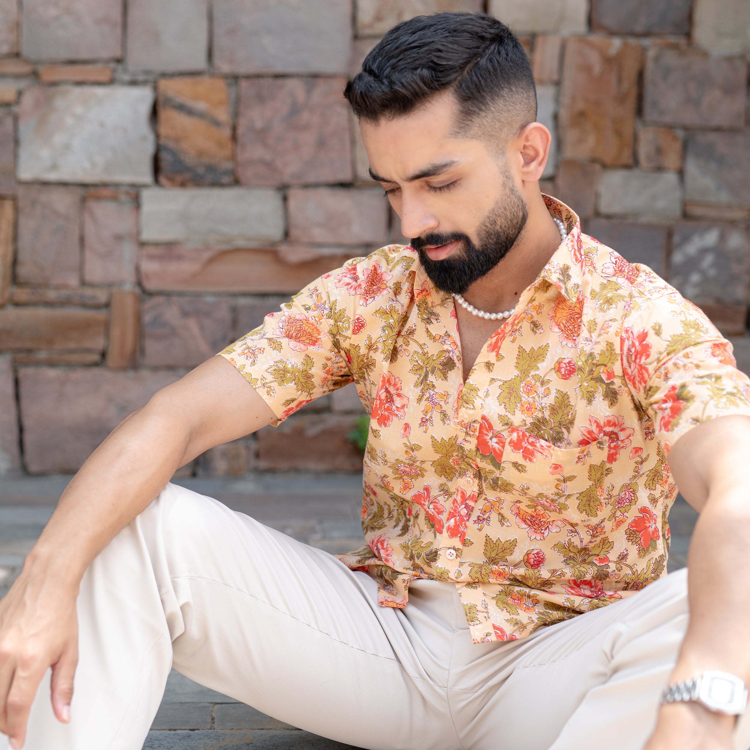 Smoke Floral Half Sleeve Printed shirt