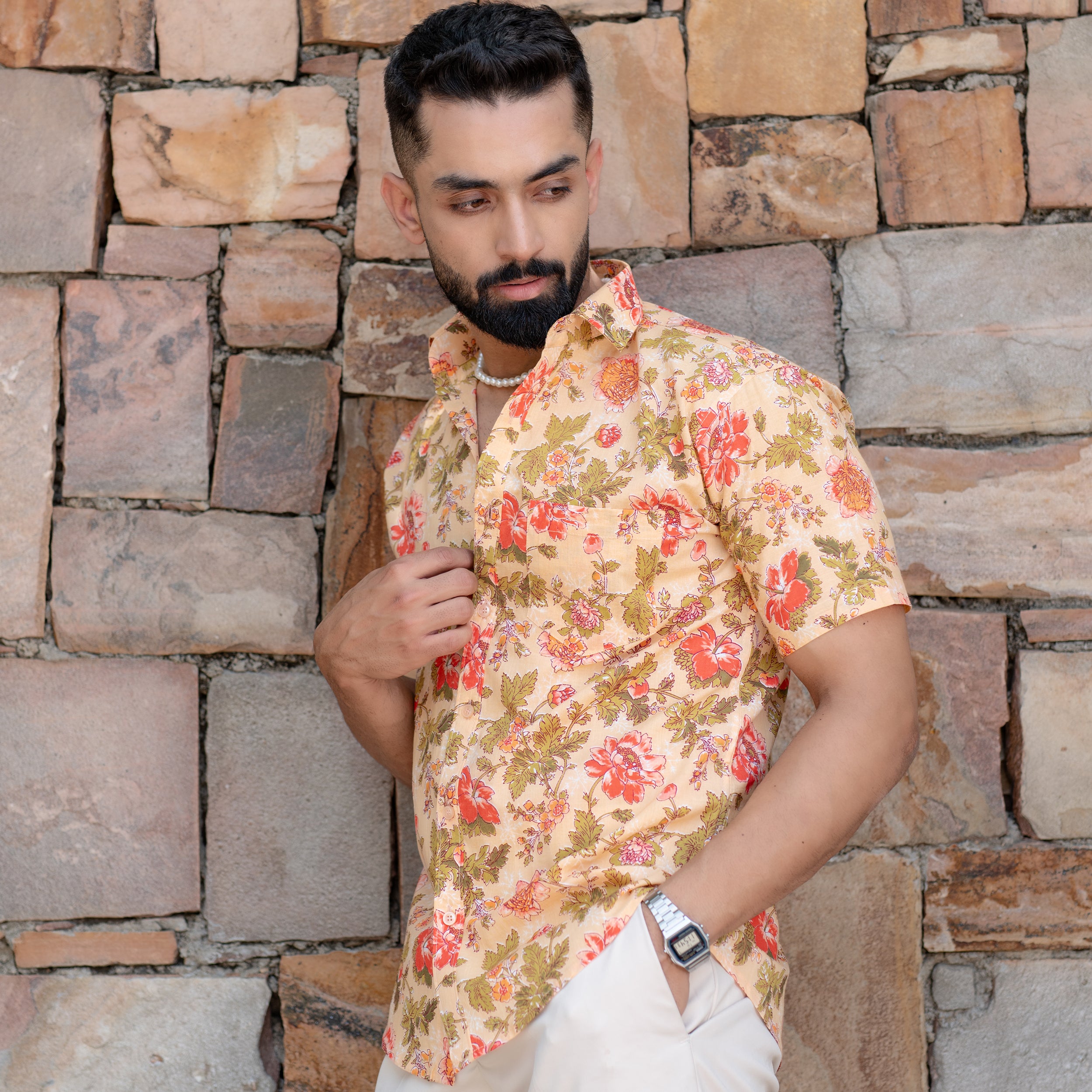 Smoke Floral Half Sleeve Printed shirt