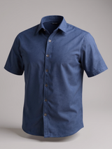 Navy blue Suede Oversize half sleeves shirt