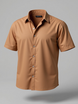 Brown Suede Oversize half sleeves shirt