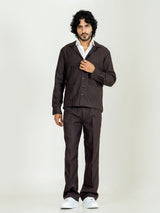 Umber Brown 4 Pocket Linen blend shacket