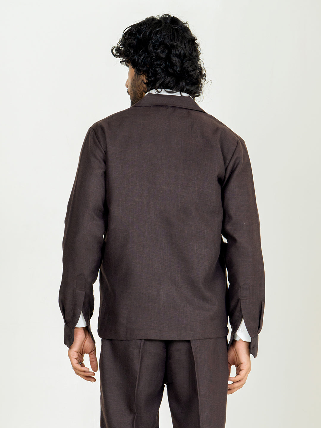 Umber Brown 4 Pocket Linen blend shacket
