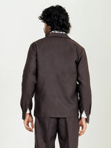 Umber Brown 4 Pocket Linen blend shacket