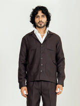 Umber Brown 4 Pocket Linen blend shacket