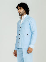Soft cyan 4 Pocket Linen blend shacket
