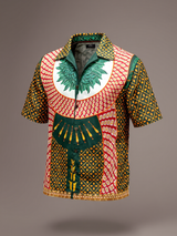 Tropical Leopard Cuban Collar Half Sleeve Placement Print Oversized Shirt