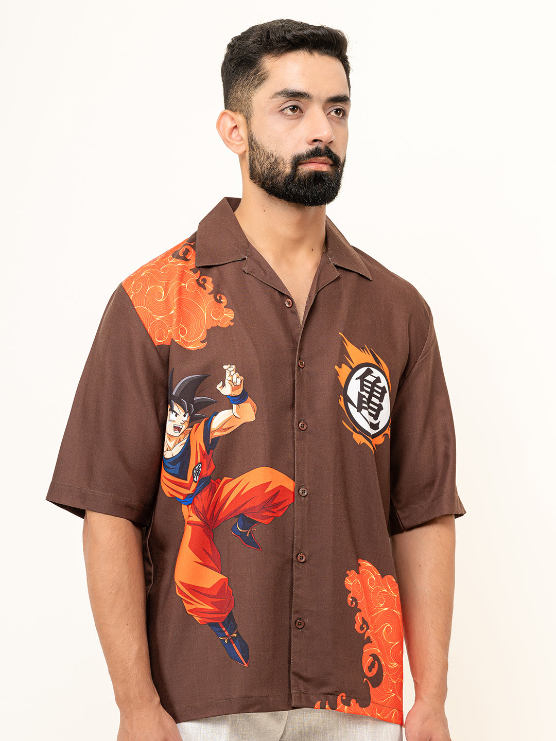 Goku All Over Placement Print Oversized Shirt