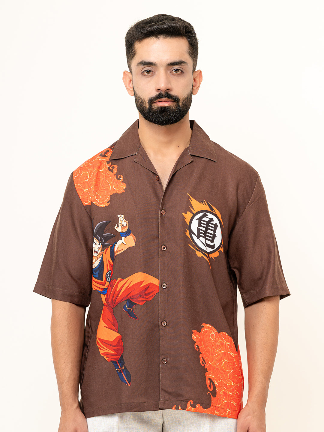Goku All Over Placement Print Oversized Shirt