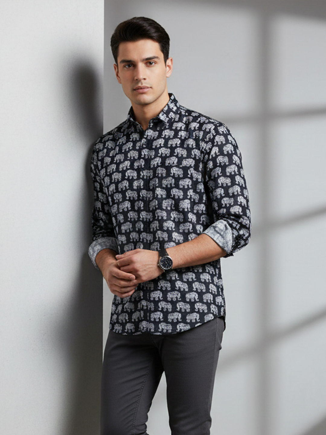 Sanganeri Elephant Block Printed Shirt