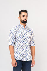 Sanganeri Bird Printed Shirt for Men