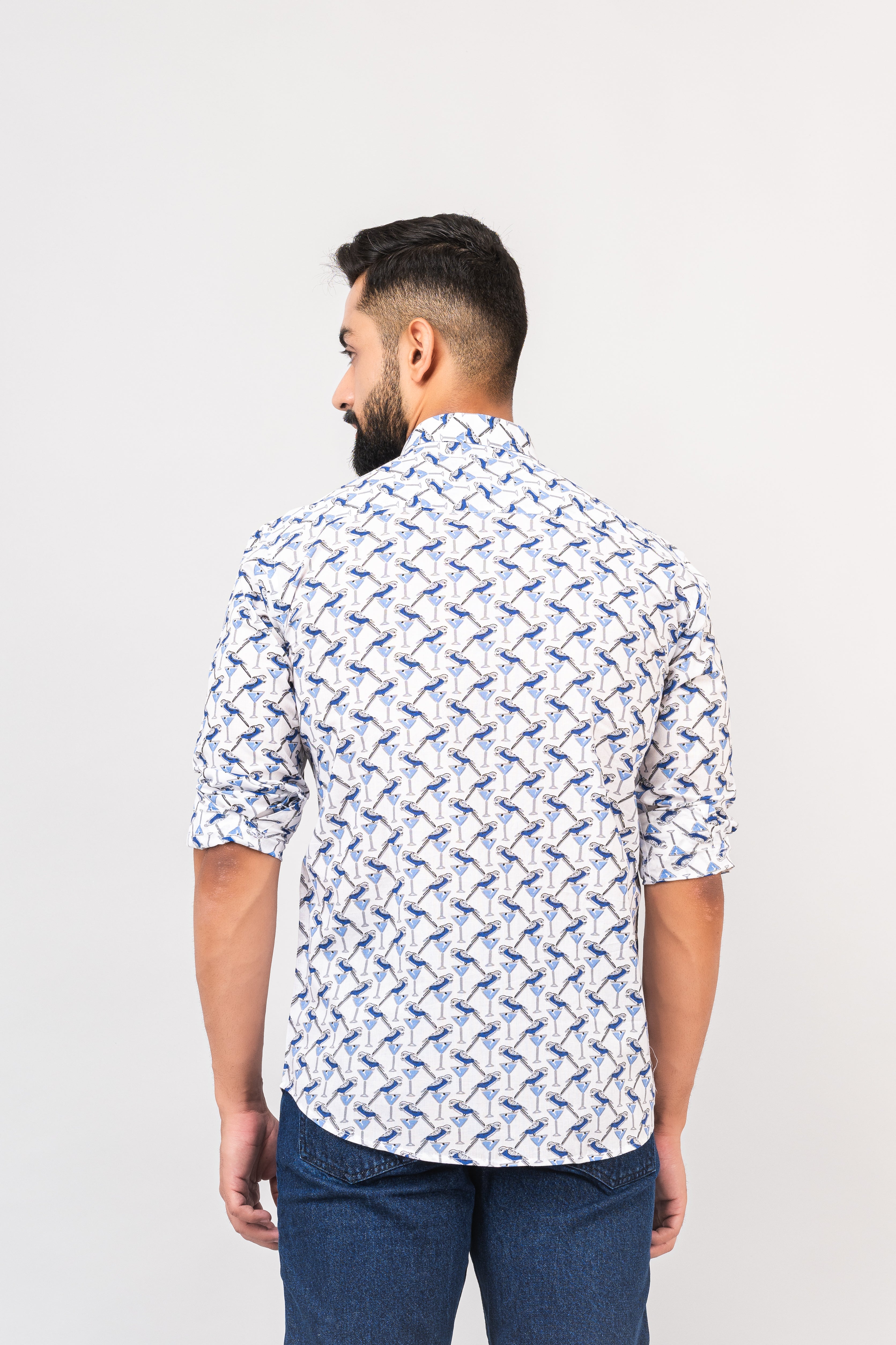 Sanganeri Bird Printed Shirt for Men