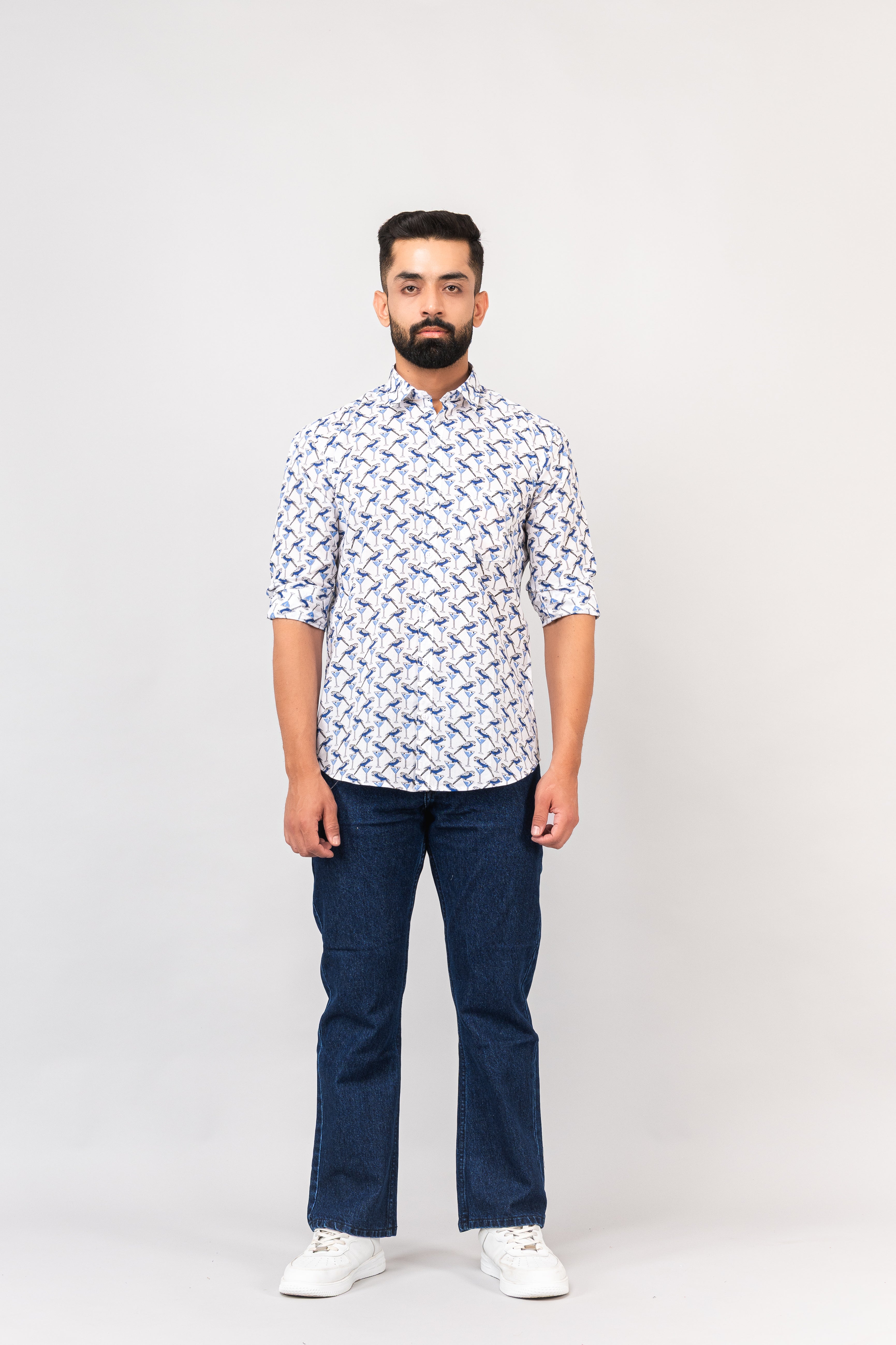 Sanganeri Bird Printed Shirt for Men