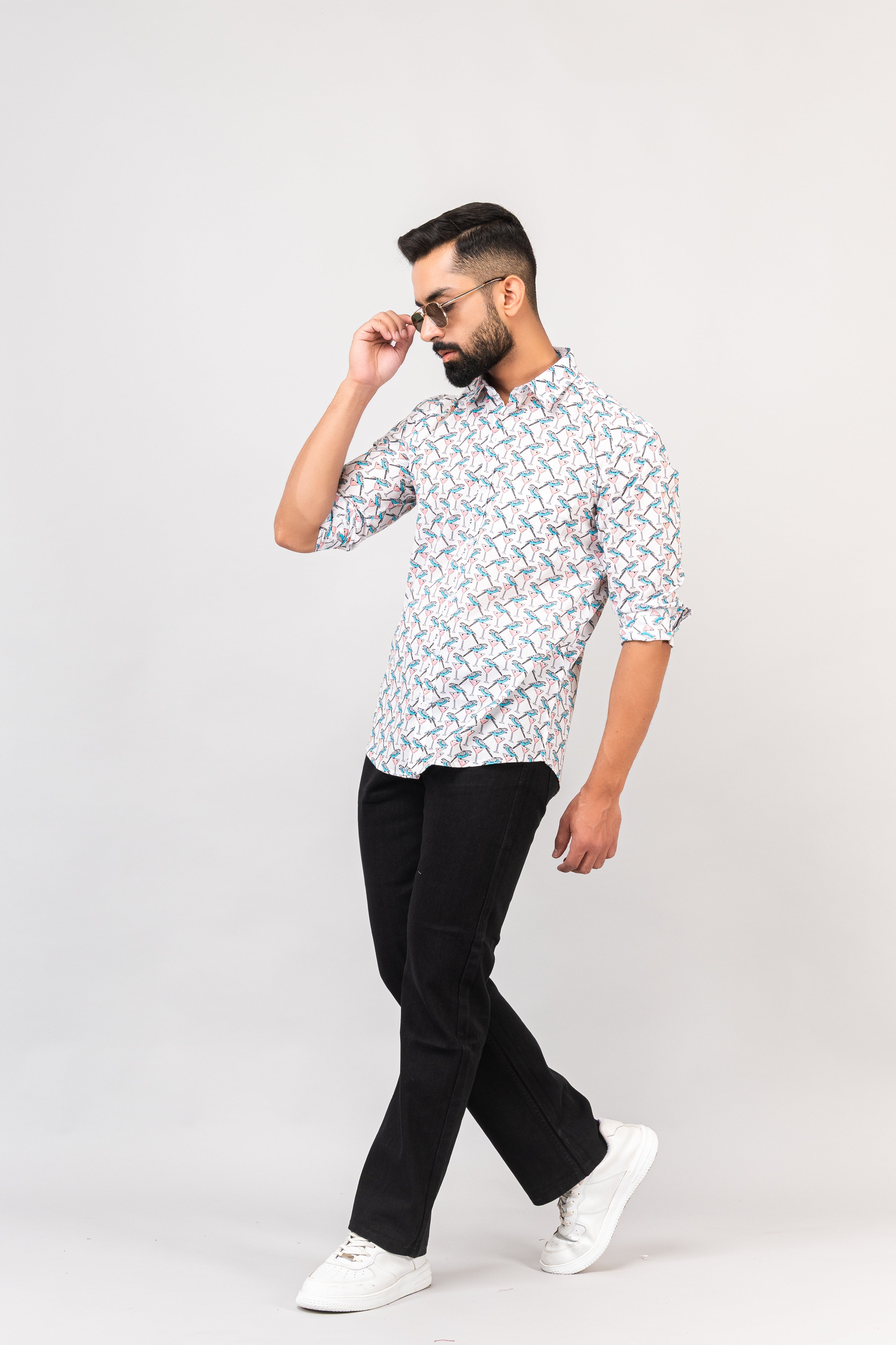 Sanganeri Bird Printed Shirt