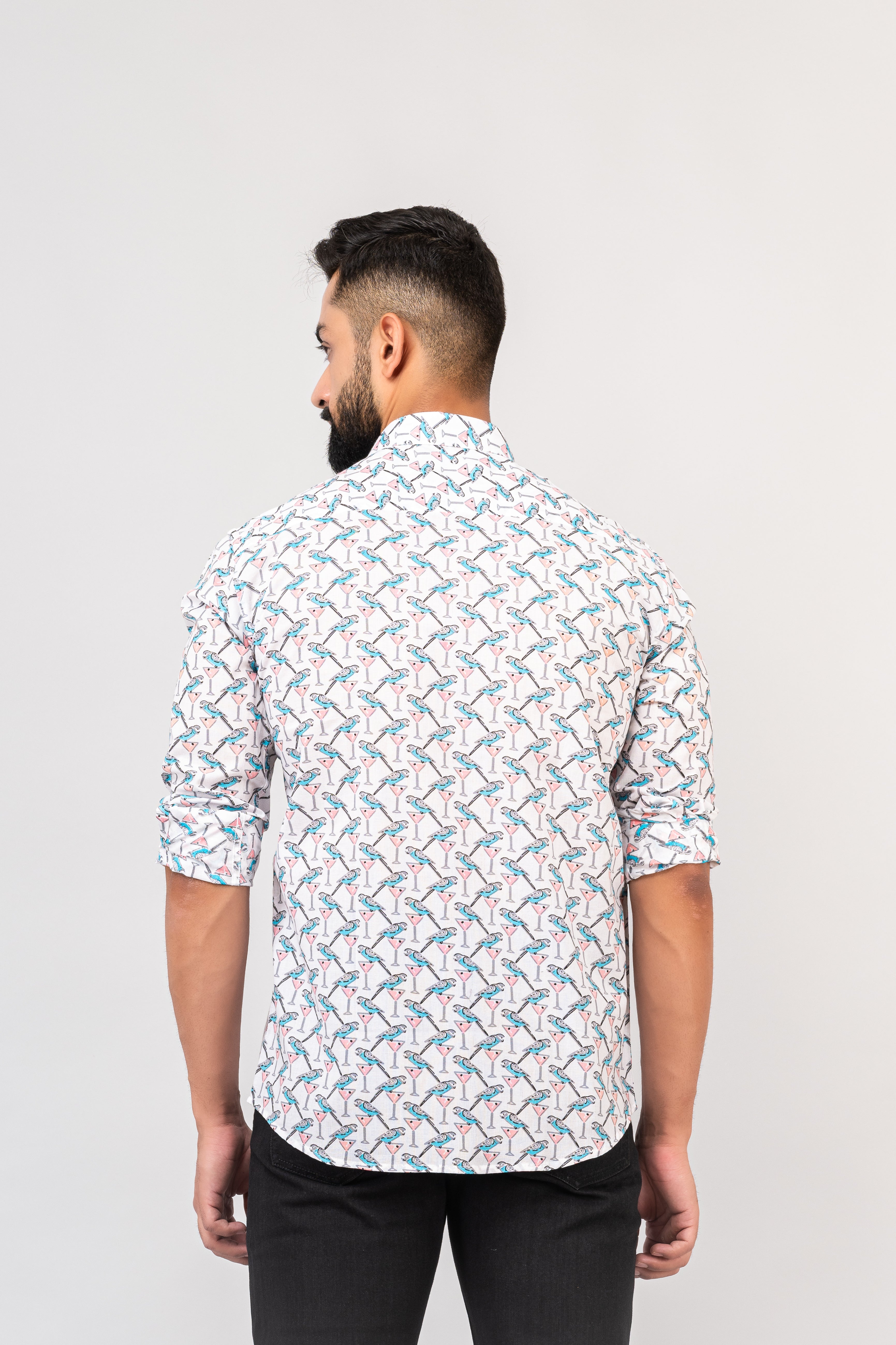 Sanganeri Bird Printed Shirt
