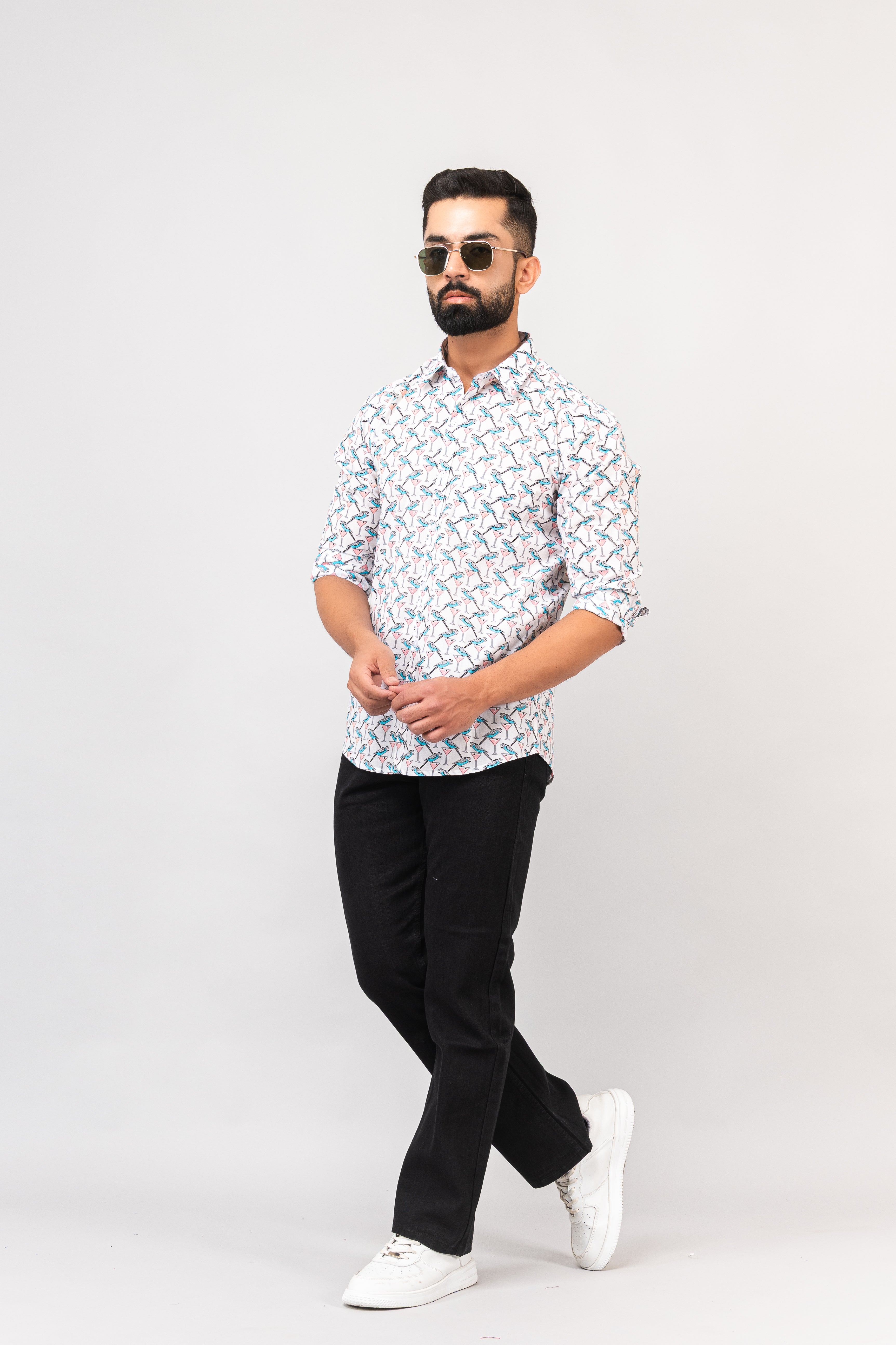 Sanganeri Bird Printed Shirt