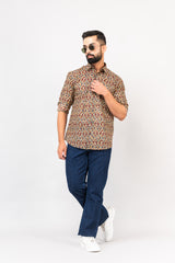 Multi Colored Stylish Sanganeri Printed Shirt For Men