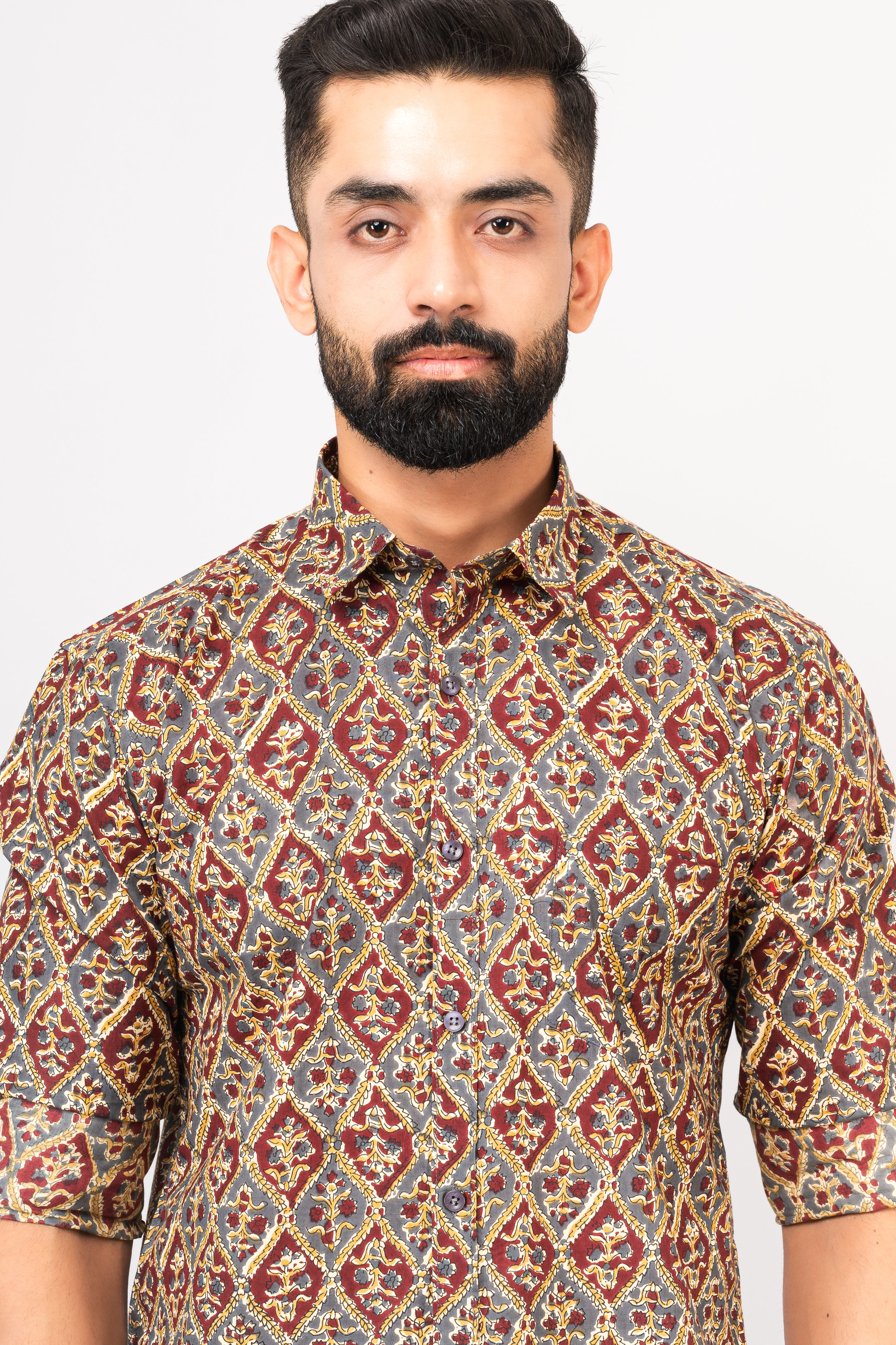 Multi Colored Stylish Sanganeri Printed Shirt For Men