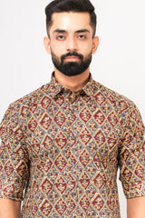 Multi Colored Stylish Sanganeri Printed Shirt For Men