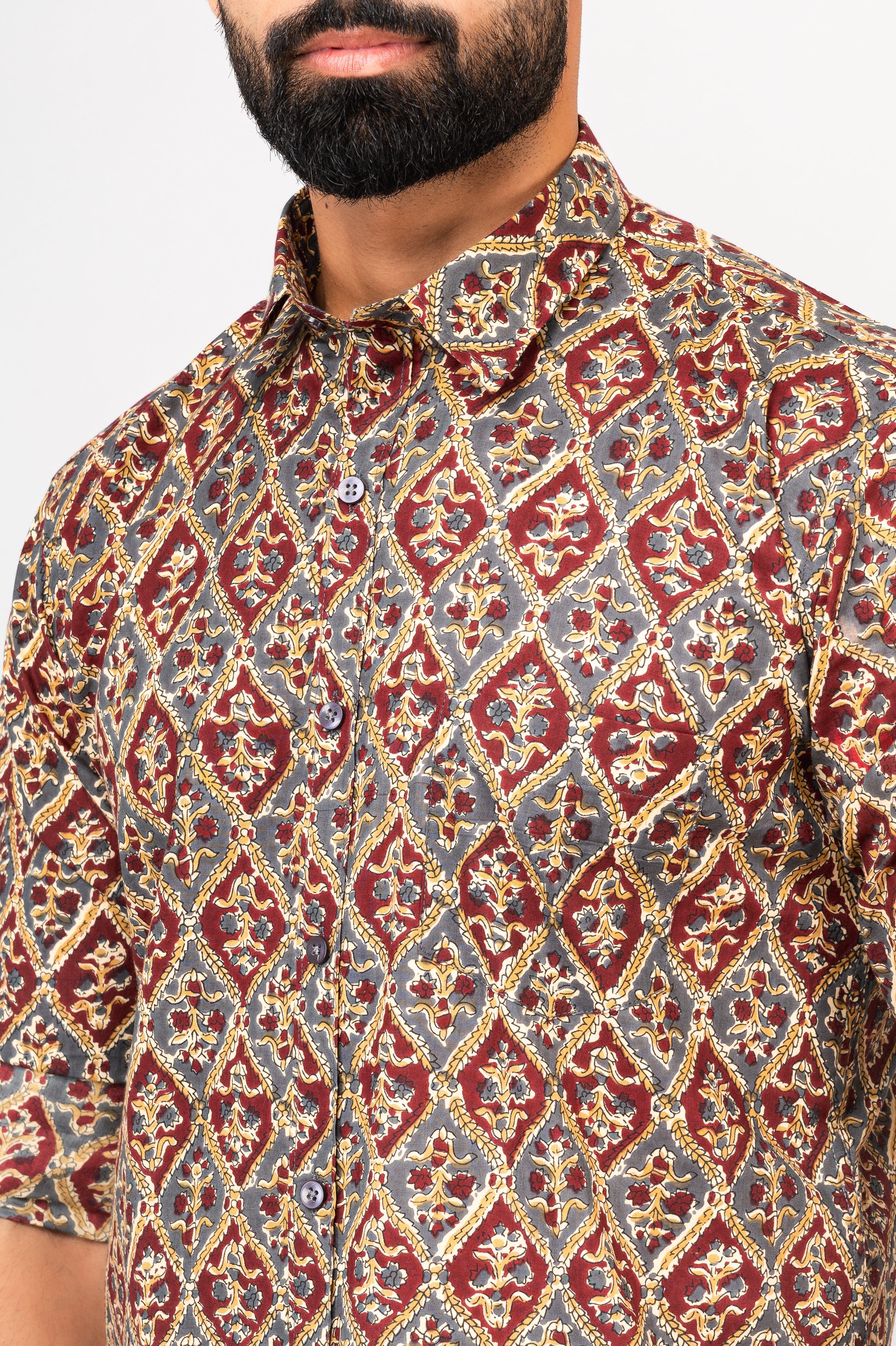 Multi Colored Stylish Sanganeri Printed Shirt For Men