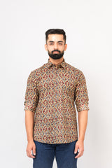 Multi Colored Stylish Sanganeri Printed Shirt For Men