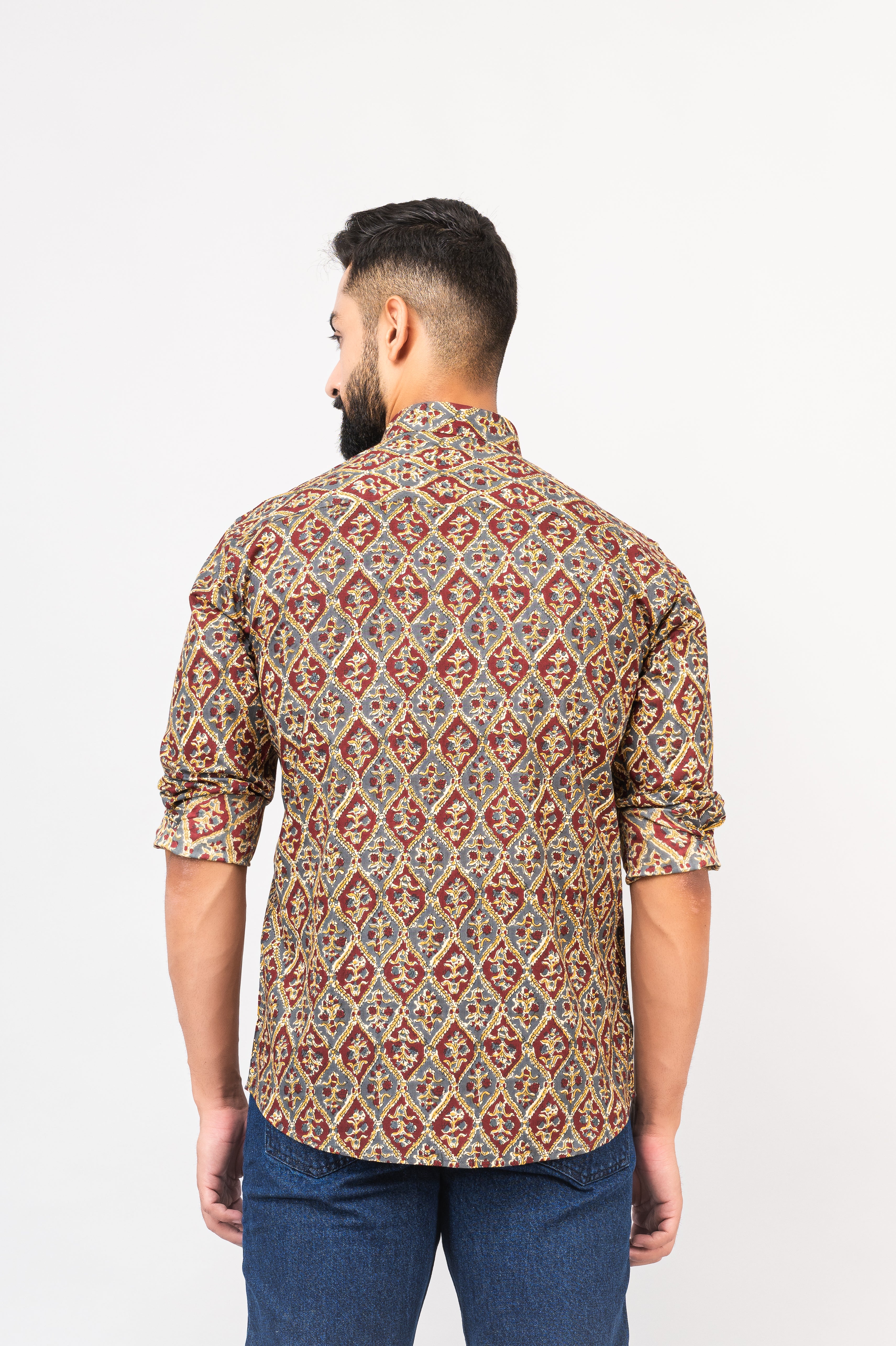 Multi Colored Stylish Sanganeri Printed Shirt For Men