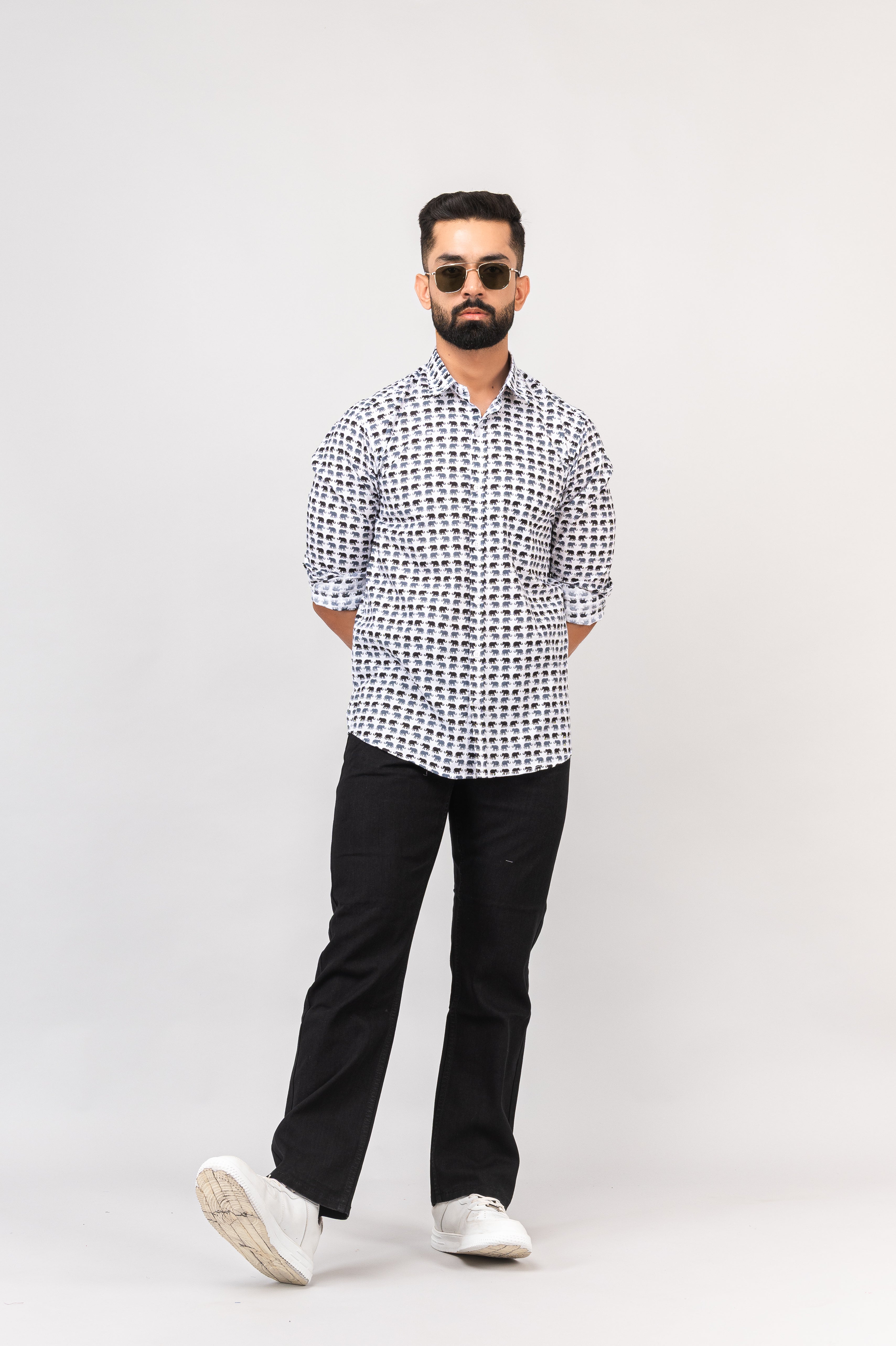 Classic Sanganeri Elephant Printed Shirt For Men