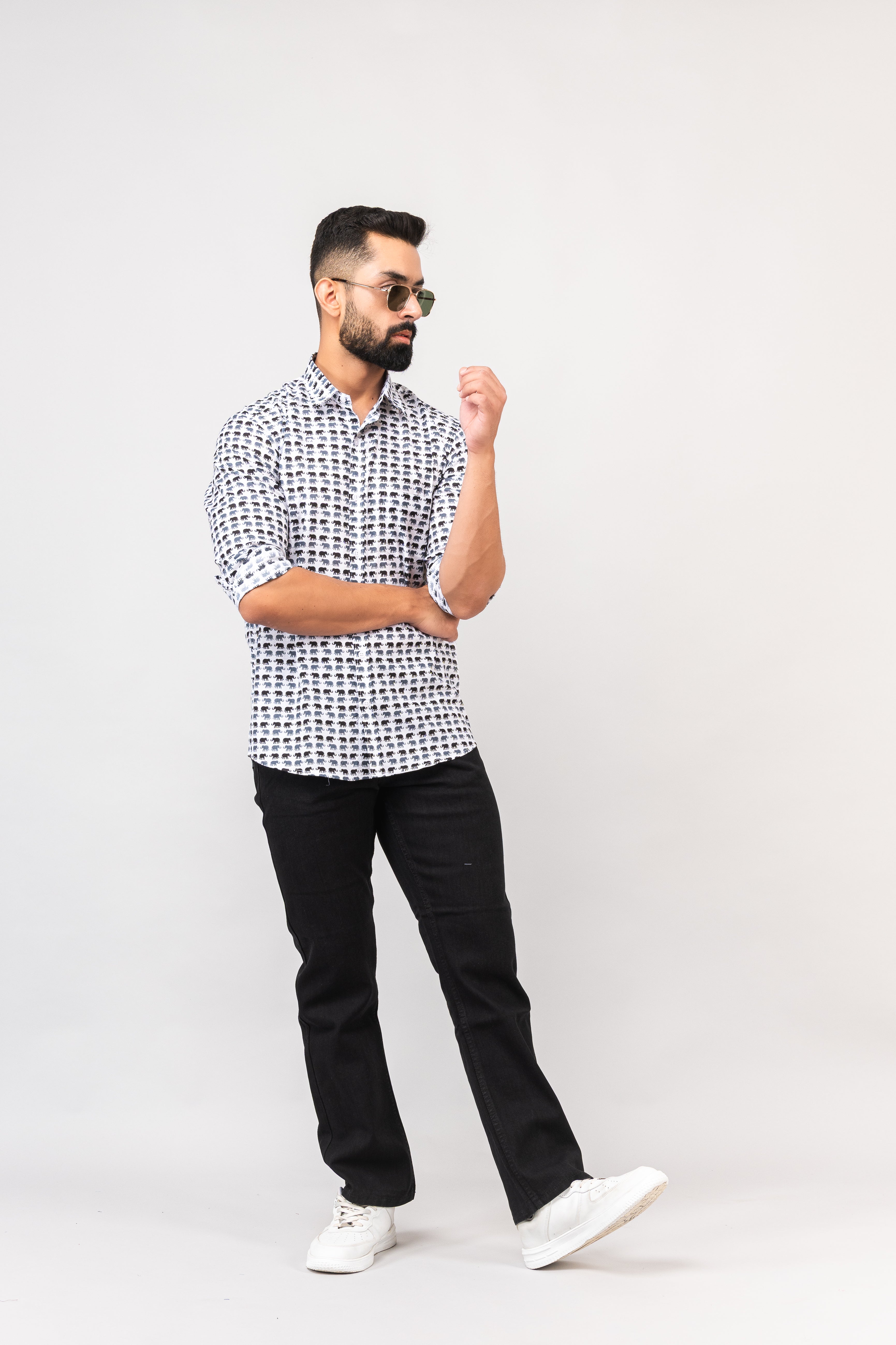 Classic Sanganeri Elephant Printed Shirt For Men