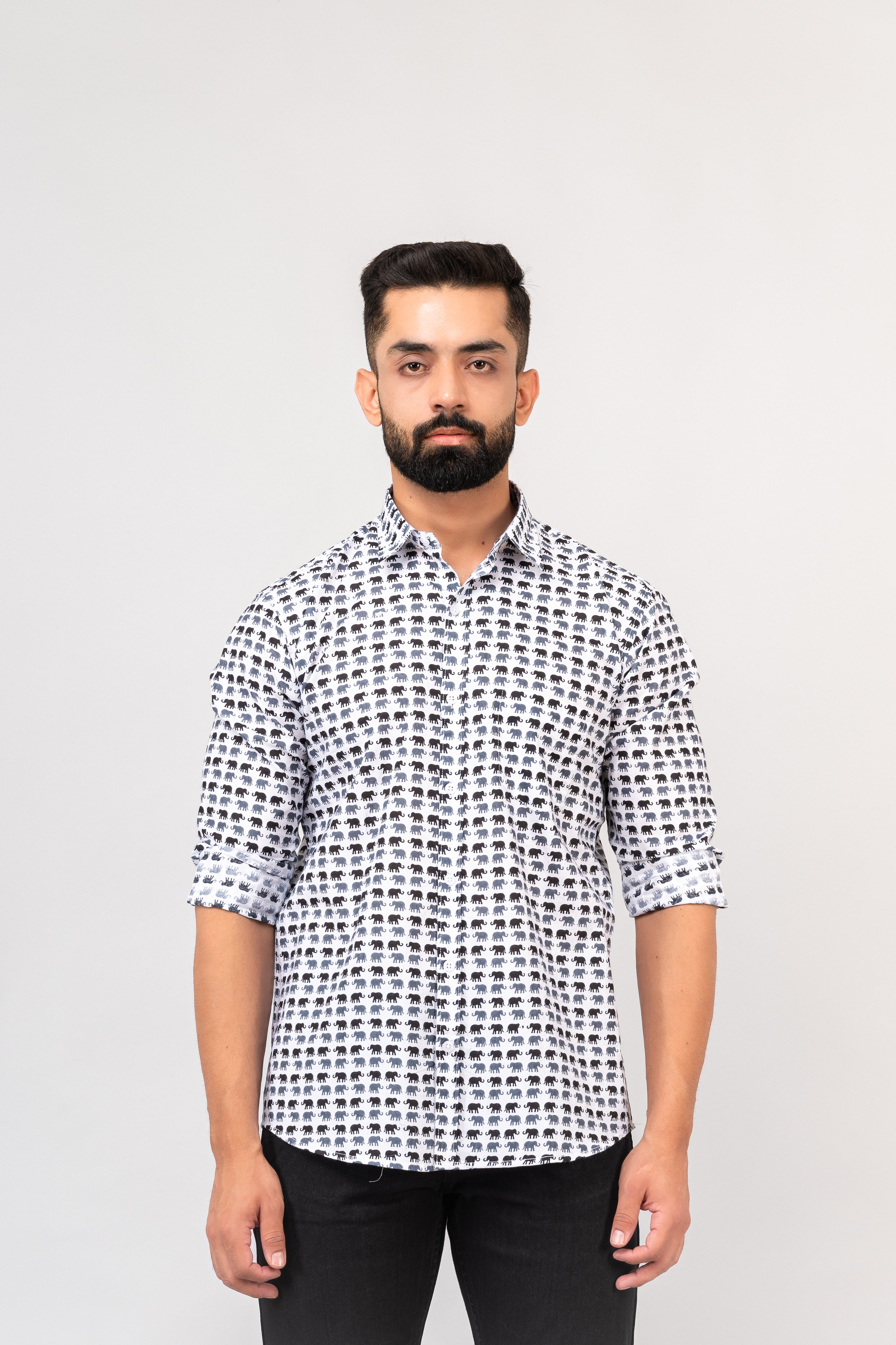 Classic Sanganeri Elephant Printed Shirt For Men